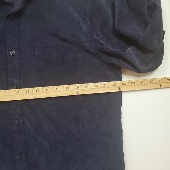 Tasso Elba Corduroy Navy Blue Button Down Medium Shirt - Picture 7 of 8